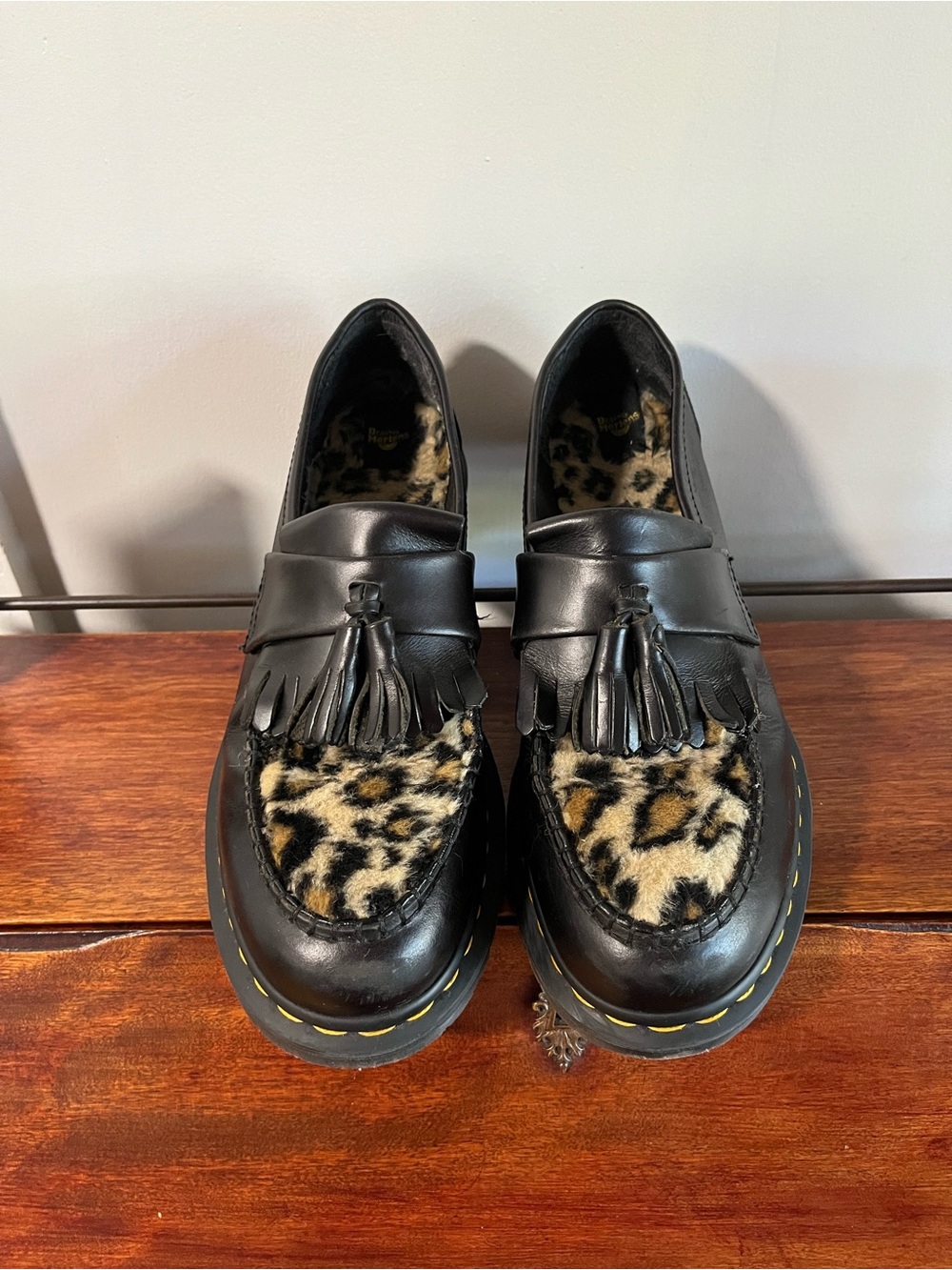 Dr. Martens Adrian Leo Tassel Loafers Black Leopard US 10 EU 42
